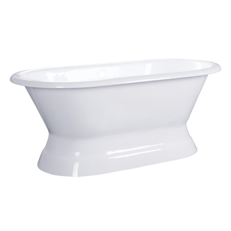 Aqua Eden 60-Inch White Cast Iron Pedestal Tub