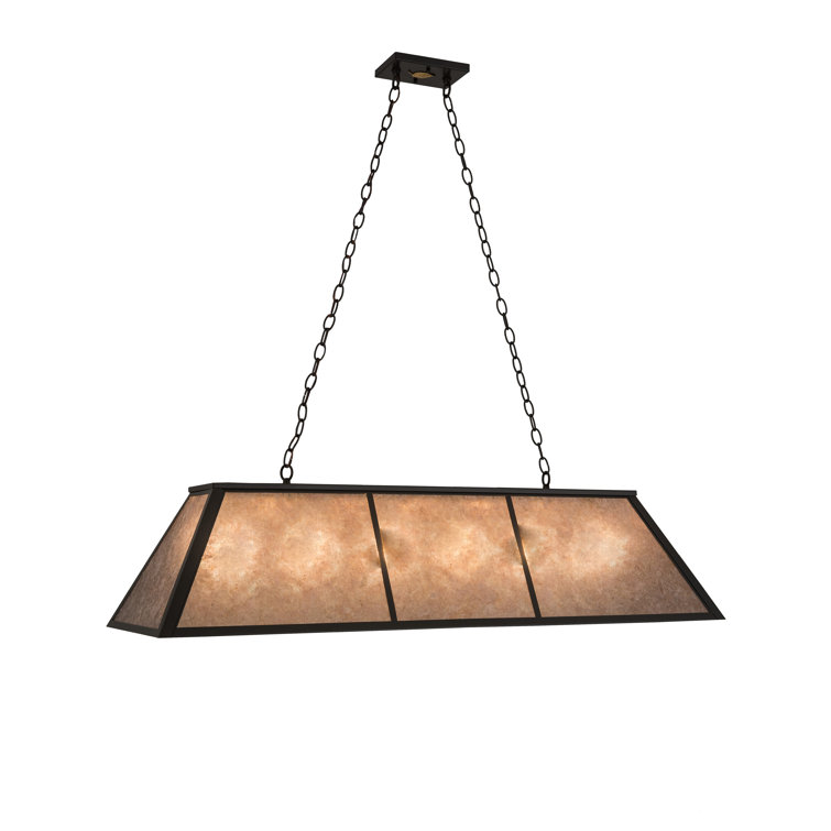 Elegant Antique Copper and Glass LED Island Pendant, 27" Height