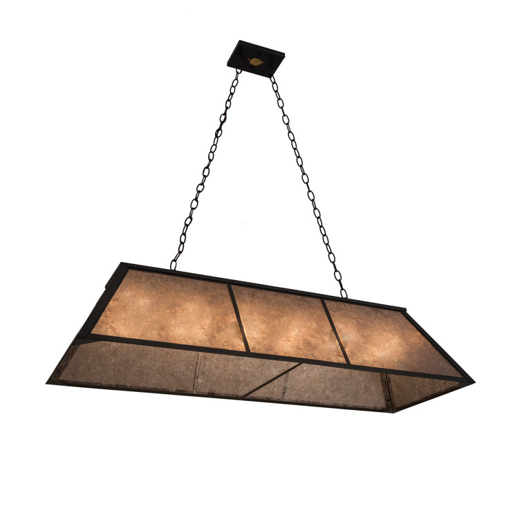 Elegant Antique Copper and Glass LED Island Pendant, 27" Height