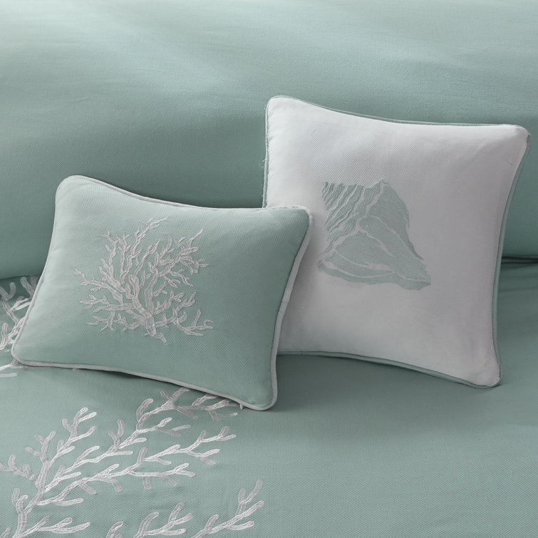 Aqua and White Cotton Nautical Full Comforter Set