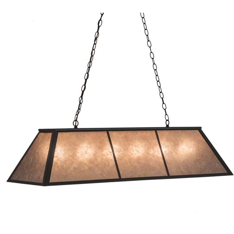 Elegant Antique Copper and Glass LED Island Pendant, 27" Height