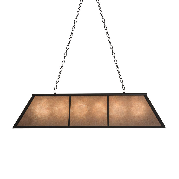 Elegant Antique Copper and Glass LED Island Pendant, 27" Height