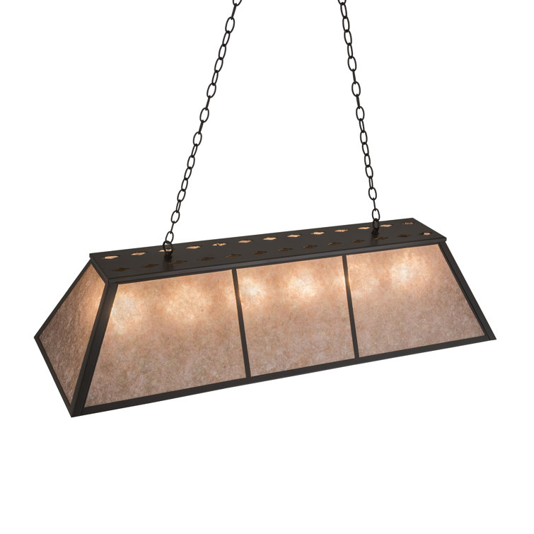 Elegant Antique Copper and Glass LED Island Pendant, 27" Height