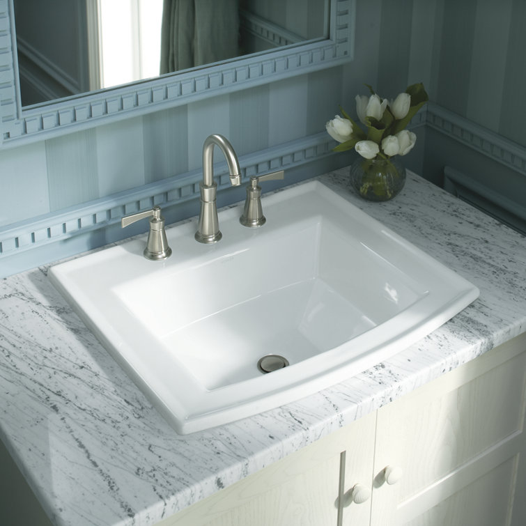 Archer White Porcelain Rectangular Drop-In Sink with Overflow