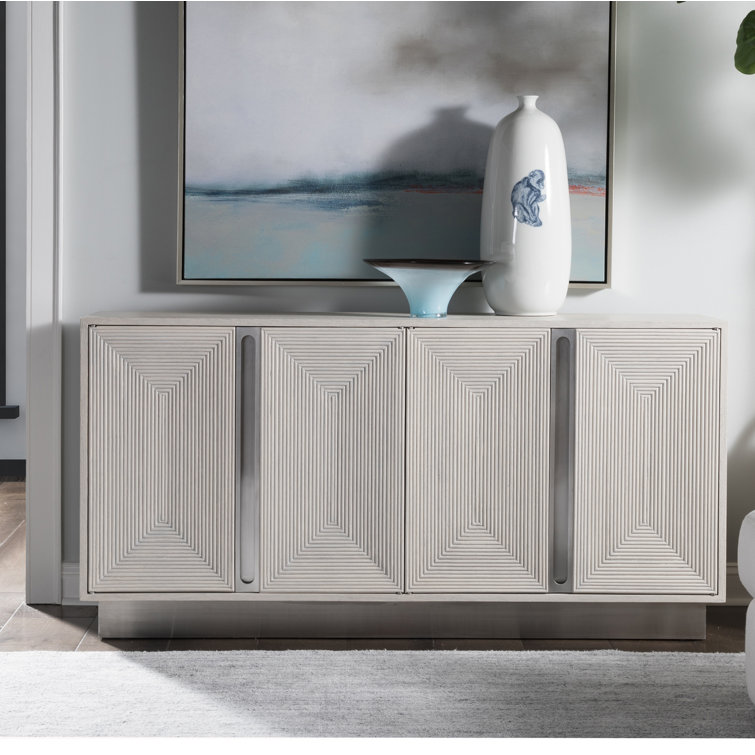 Gray Oak and Stainless Steel Modern Media Console