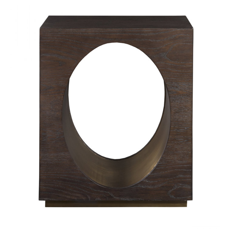Verbatim Rich Brown 21" Rectangular End Table with Antiqued Brass Insert