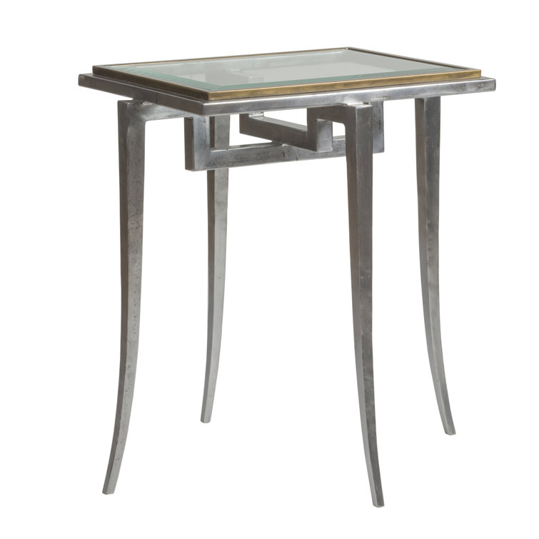 Huxley 24" Transitional Silver Rectangular Glass Spot Table