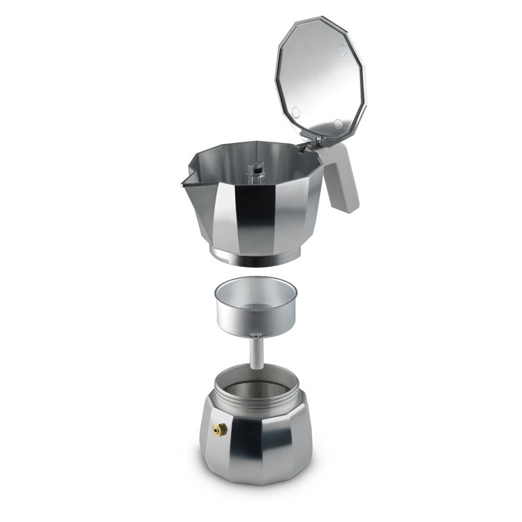 Modern Gray Aluminum 6 Cup Espresso Coffee Maker