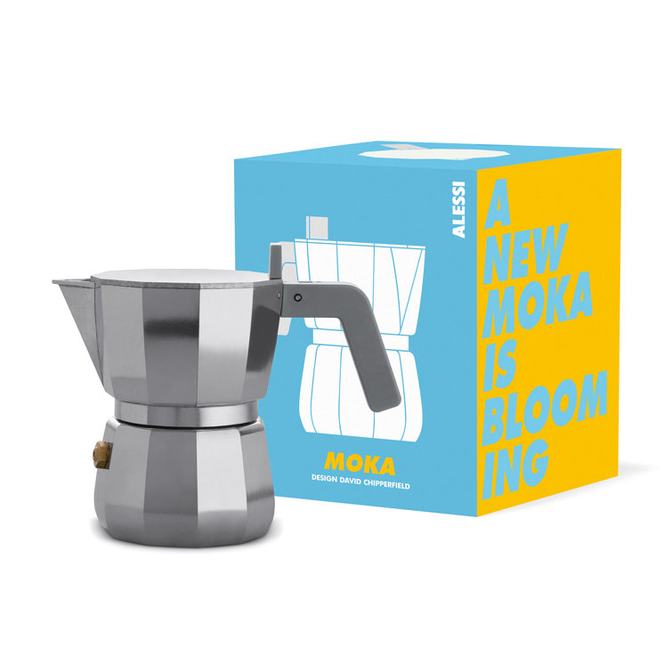 Modern Gray Aluminum 6 Cup Espresso Coffee Maker