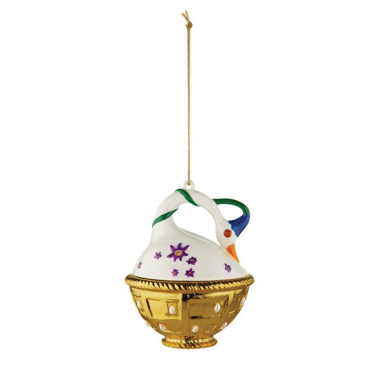 Spring Swan Hand-Decorated Porcelain Easter Ornament Set