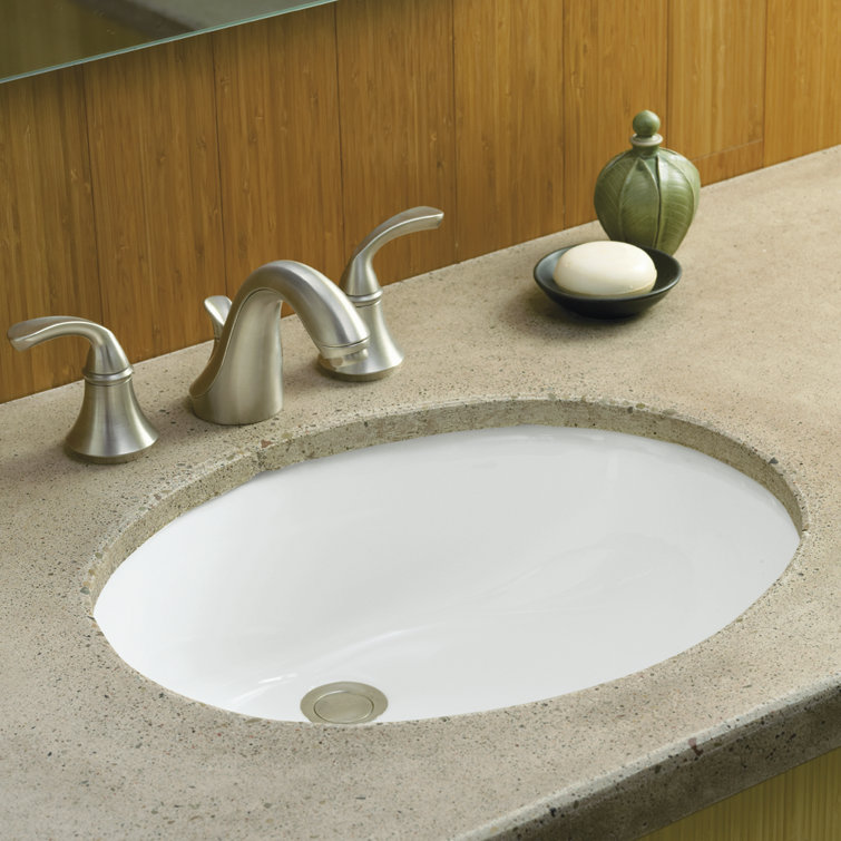 Biscuit Ceramic Oval Undermount Bathroom Sink
