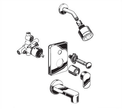 Chrome Modern Pressure Balance Shower Valve Kit