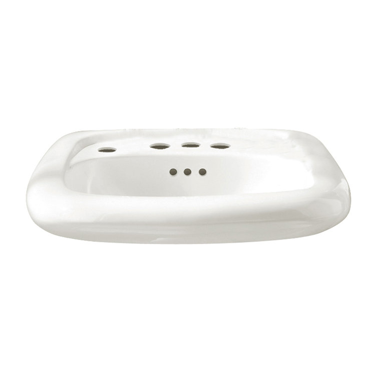 White Ceramic Wall-Mount Rectangular Bathroom Sink