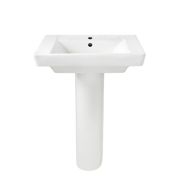 White Ceramic Rectangular Pedestal Bathroom Sink