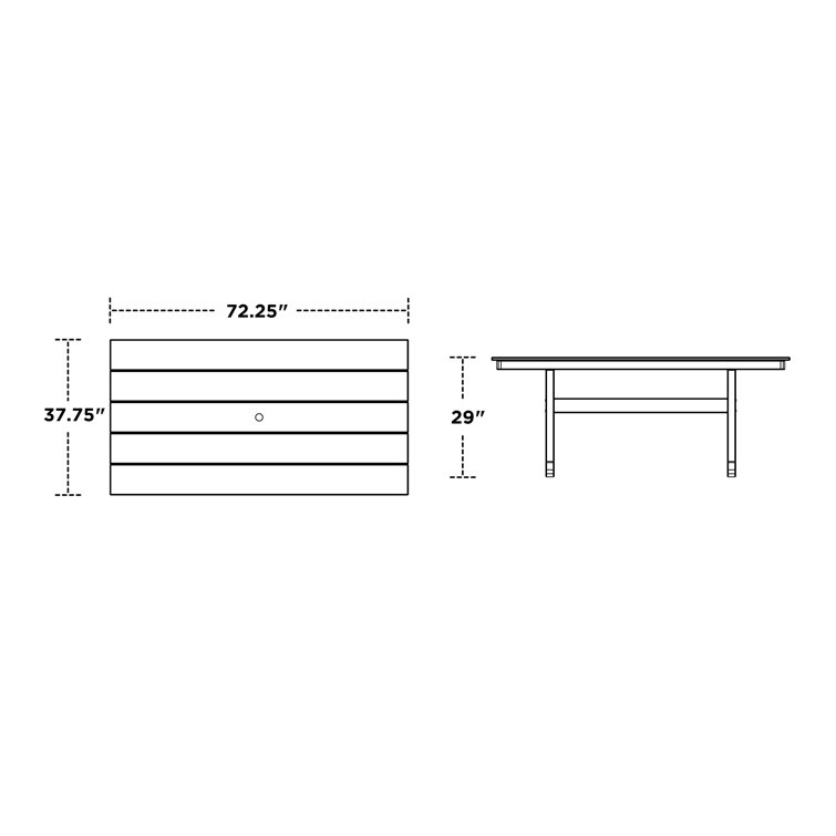 Farmhouse Flare-Leg 37" x 72" Polywood Dining Table in Teak