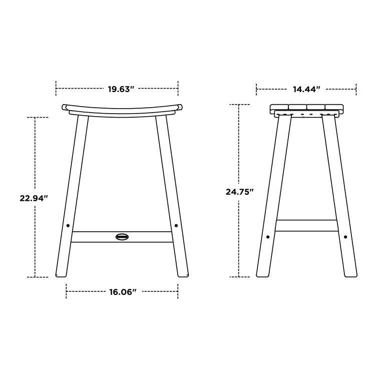 Black and Lime 24" Saddle Counter Stool with Stainless Steel Hardware