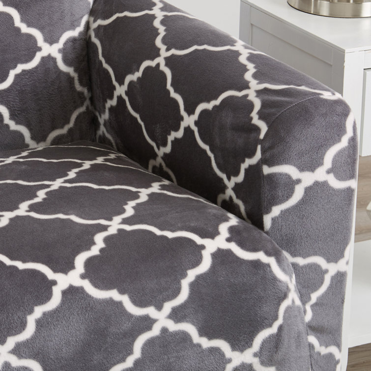 Gray Velvet Stretch Loveseat Slipcover
