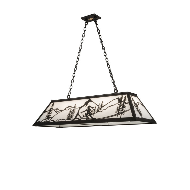 Alpine Black and White Glass 48" Oblong Pendant Light