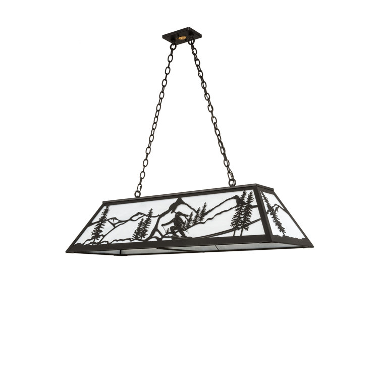 Alpine Black and White Glass 48" Oblong Pendant Light