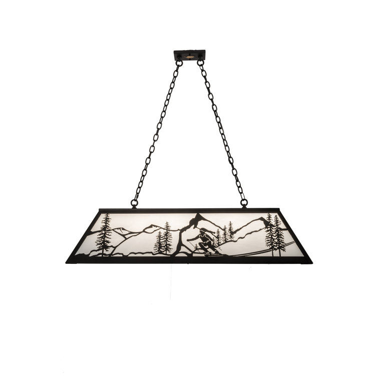 Alpine Black and White Glass 48" Oblong Pendant Light