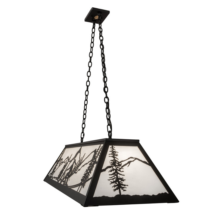 Alpine Black and White Glass 48" Oblong Pendant Light