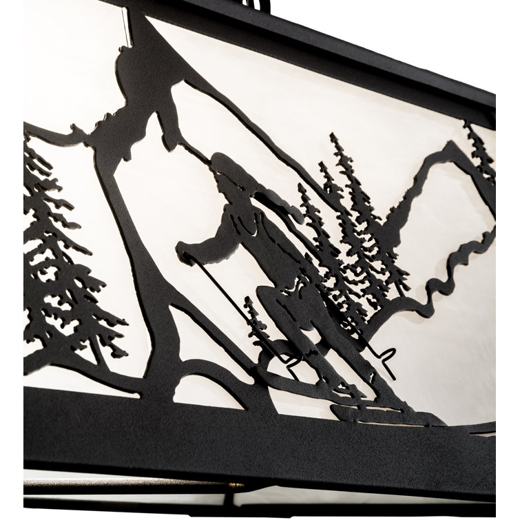 Alpine Black and White Glass 48" Oblong Pendant Light