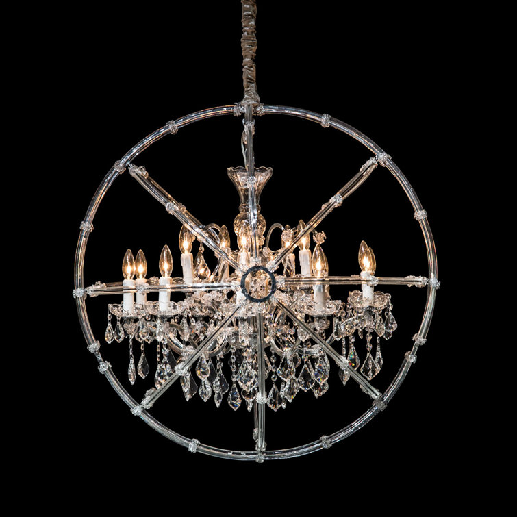 Pena Luxe Crystal Globe 15-Light Contemporary Chandelier