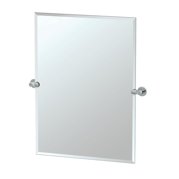 Frameless Chrome Rectangular Bathroom Mirror with Beveled Edges