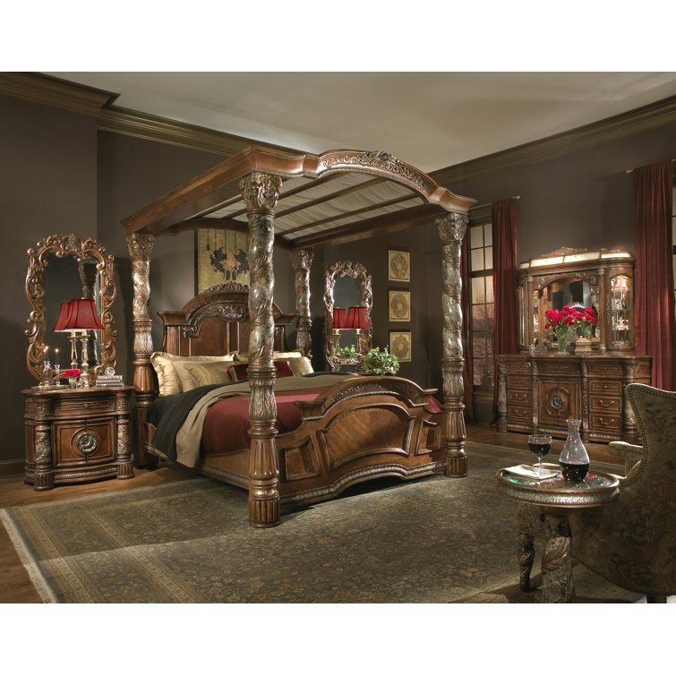 Villa Valencia Brown Traditional 75.5'' Dresser with Marble Accents