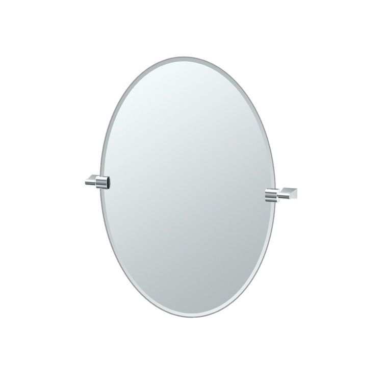 Polished Chrome Frameless Oval Vanity Mirror 26.5" x 19.5"