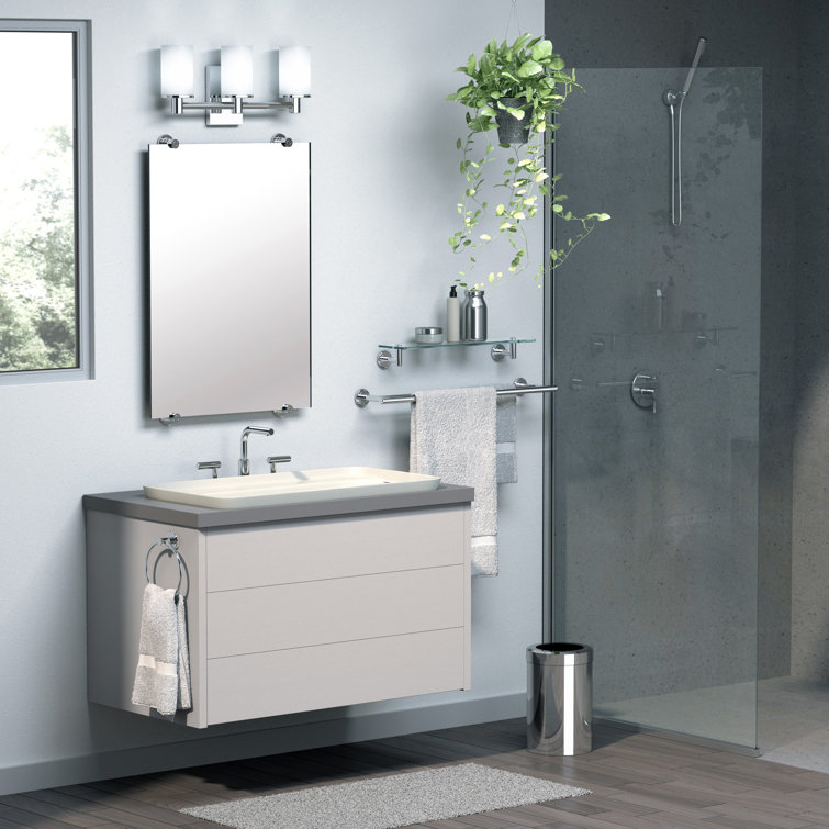 Polished Chrome Frameless Rectangular Bathroom Vanity Mirror