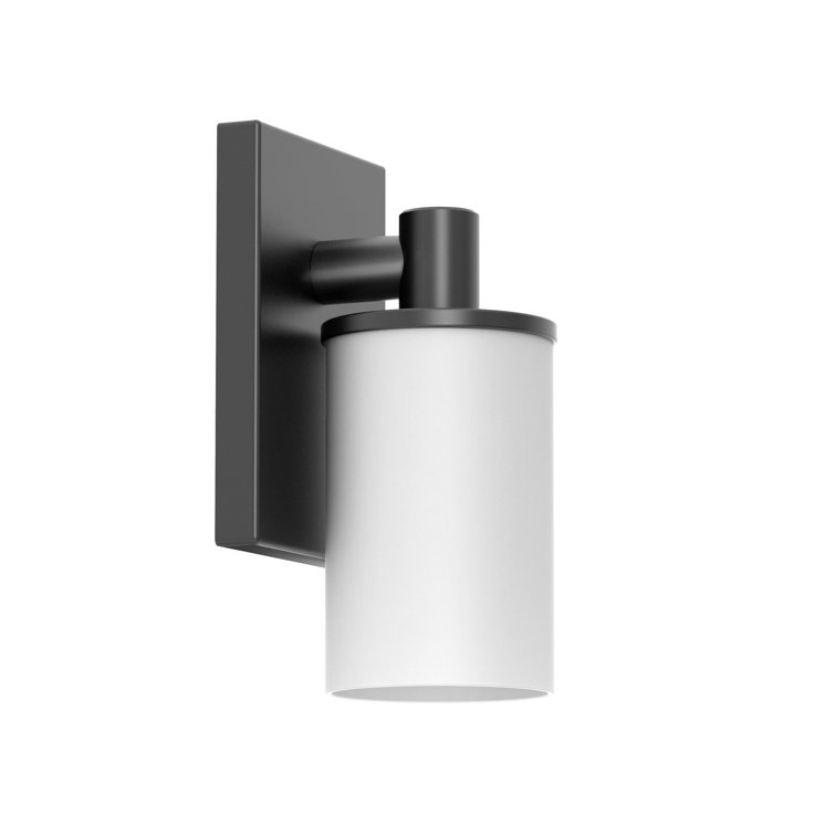 Matte Black Modern Farmhouse Wall Sconce with Frosted Glass Shade