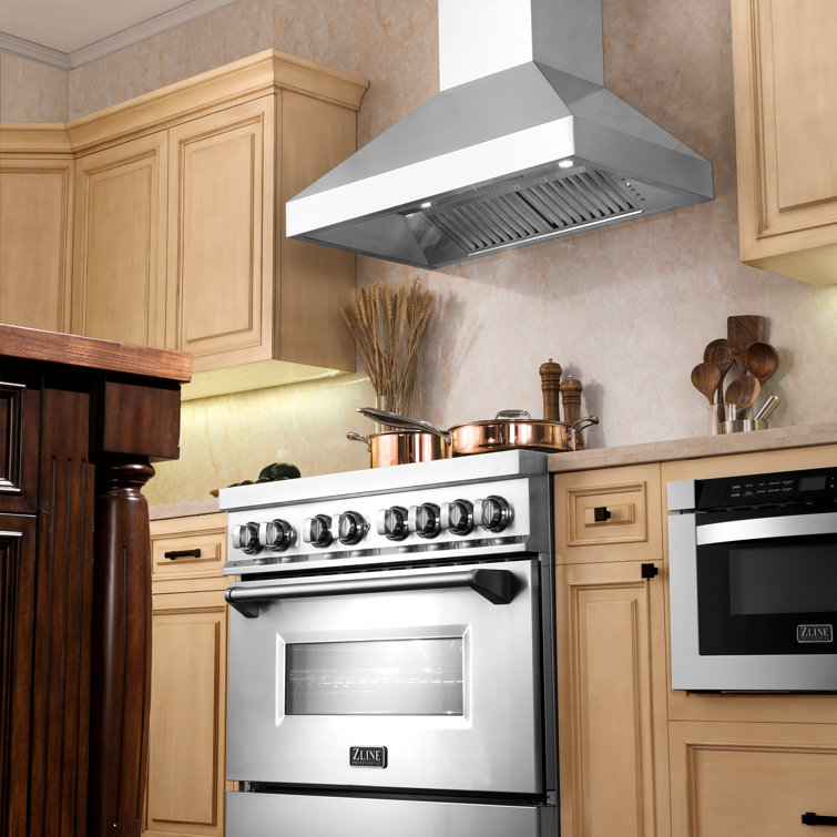 54" Stainless Steel Convertible Wall Mounted Range Hood with Charcoal Filter