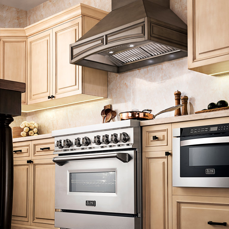ZLINE 36" DuraSnow Stainless Steel Dual Fuel Range with 6 Burners