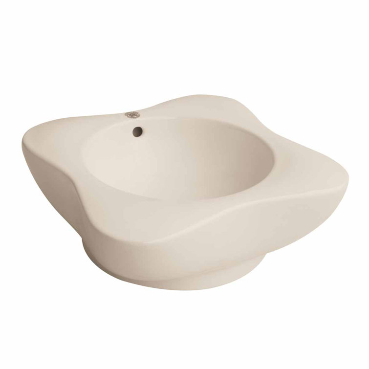 Bone Glazed Ceramic Above-Counter Vessel Sink with Overflow