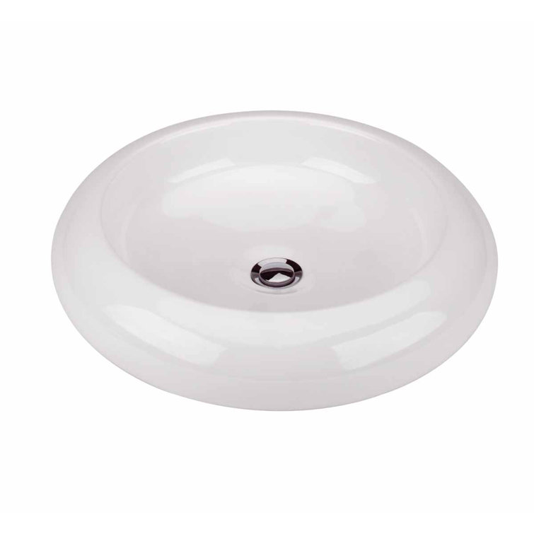 20'' White Ceramic Round Countertop Bathroom Vessel Sink