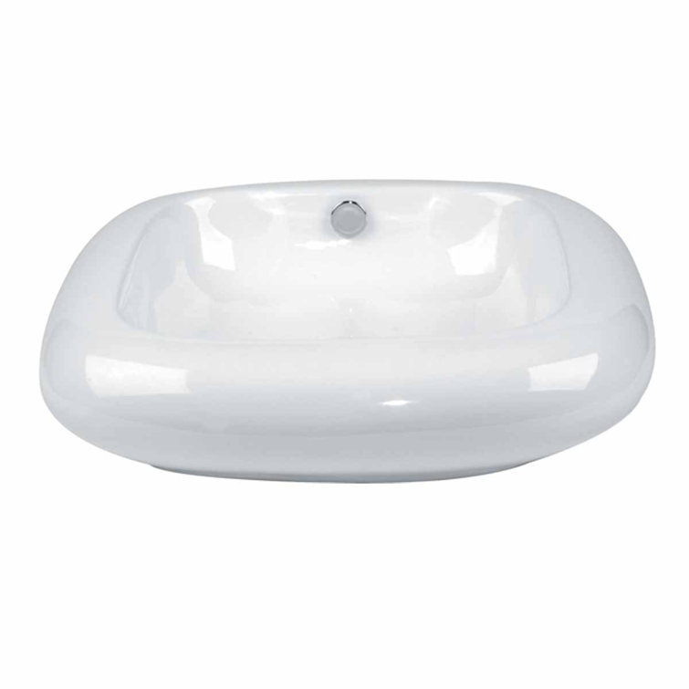 Capri 21" White Ceramic Countertop Vessel Sink with Reno-Gloss Finish