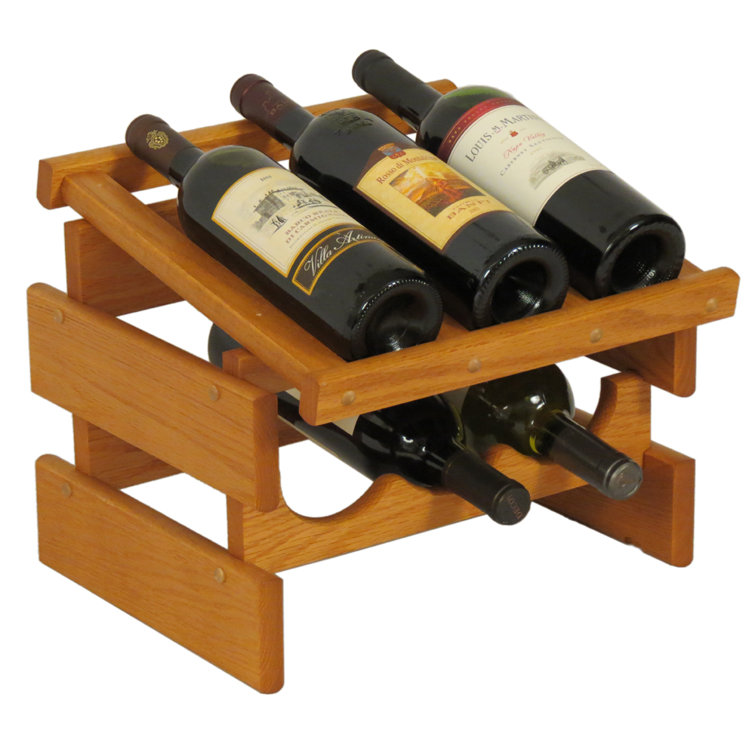 Light Oak 6 Bottle Solid Wood Tabletop Wine Rack