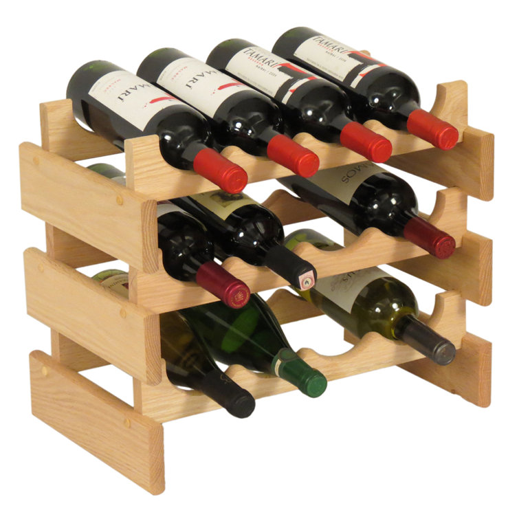 Natural Solid Oak 12 Bottle Floor Wine Rack