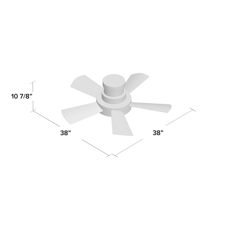 Vox 38" Matte White Smart Flush Mount Ceiling Fan with LED