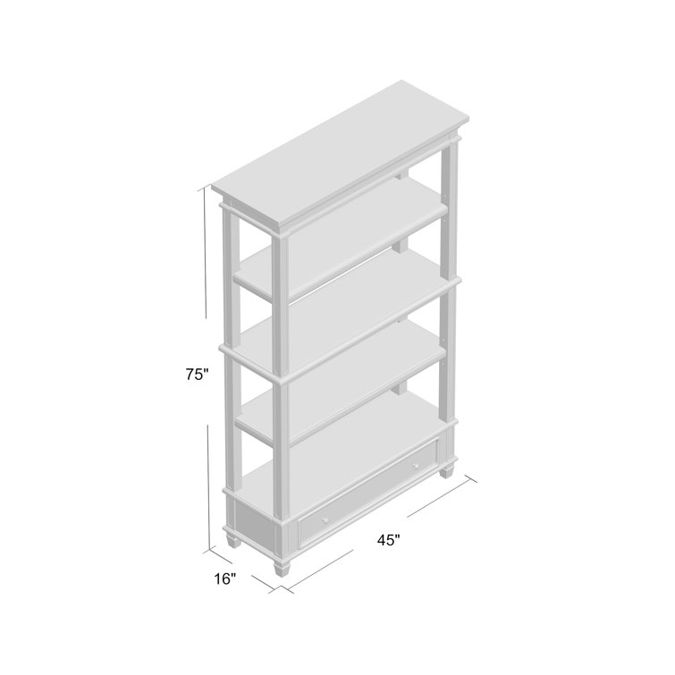 Chipped White & Distressed Wood Rustic Bookcase with Drawer