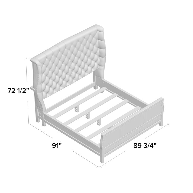 King Light Wood and Linen Tufted Upholstered Bed