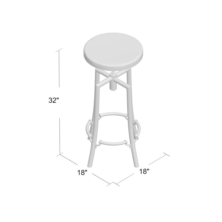 Adjustable Swivel Industrial Brown Wood and Metal Bar Stool