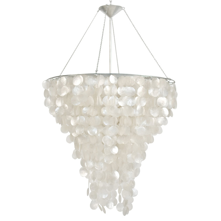 White Capiz Shell 2-Light Chandelier with Matching Chain