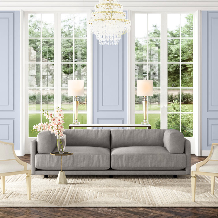 Kelso Charcoal 82" Cotton Blend Sofa with Wood Legs