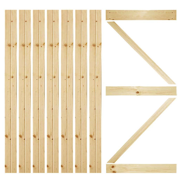 84" Unfinished Knotty Pine Interior Barn Door with K-Bar Design