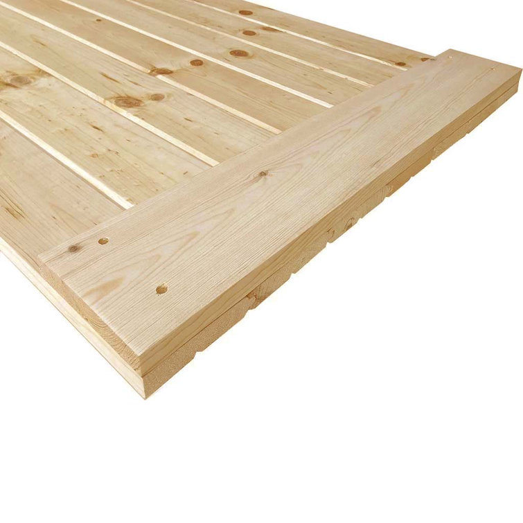 84" Unfinished Knotty Pine Interior Barn Door with K-Bar Design