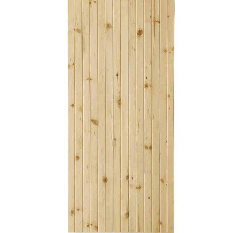84" Unfinished Knotty Pine Interior Barn Door with K-Bar Design