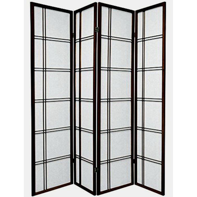 Black Hardwood and Rice Paper 4-Panel Shoji Room Divider