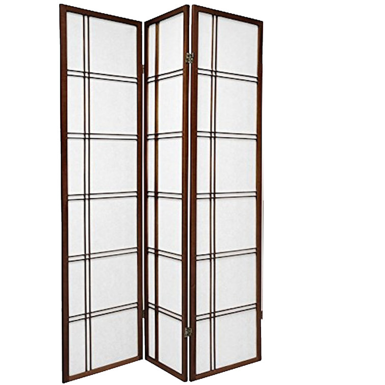 Espresso Shoji 3-Panel Room Divider with Spruce Frame
